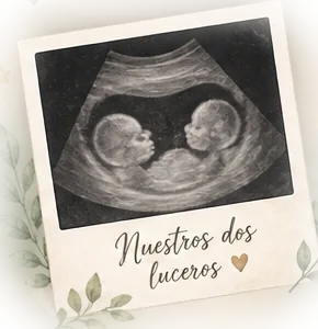 Ilustración de la foto de un ultrasonido con dos bebés
